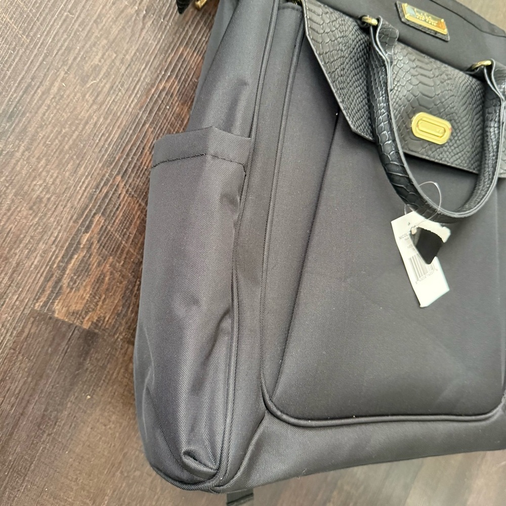 Nicole Miller Large Travel Laptop Backpack Bag Black - Picture 4 of 9
